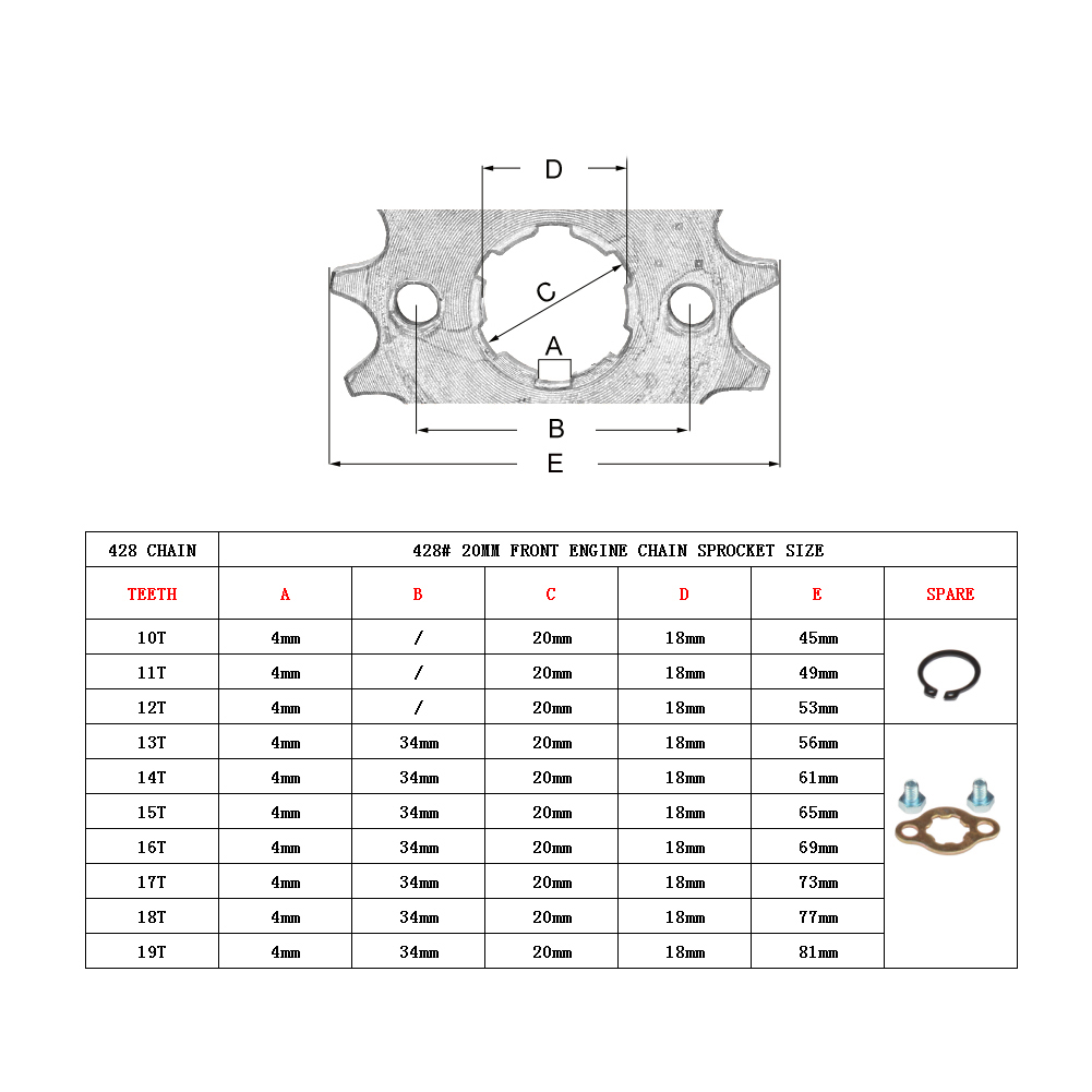 17 20mm 10T-19T Front Engine S - огляд і ціна 428 Chain