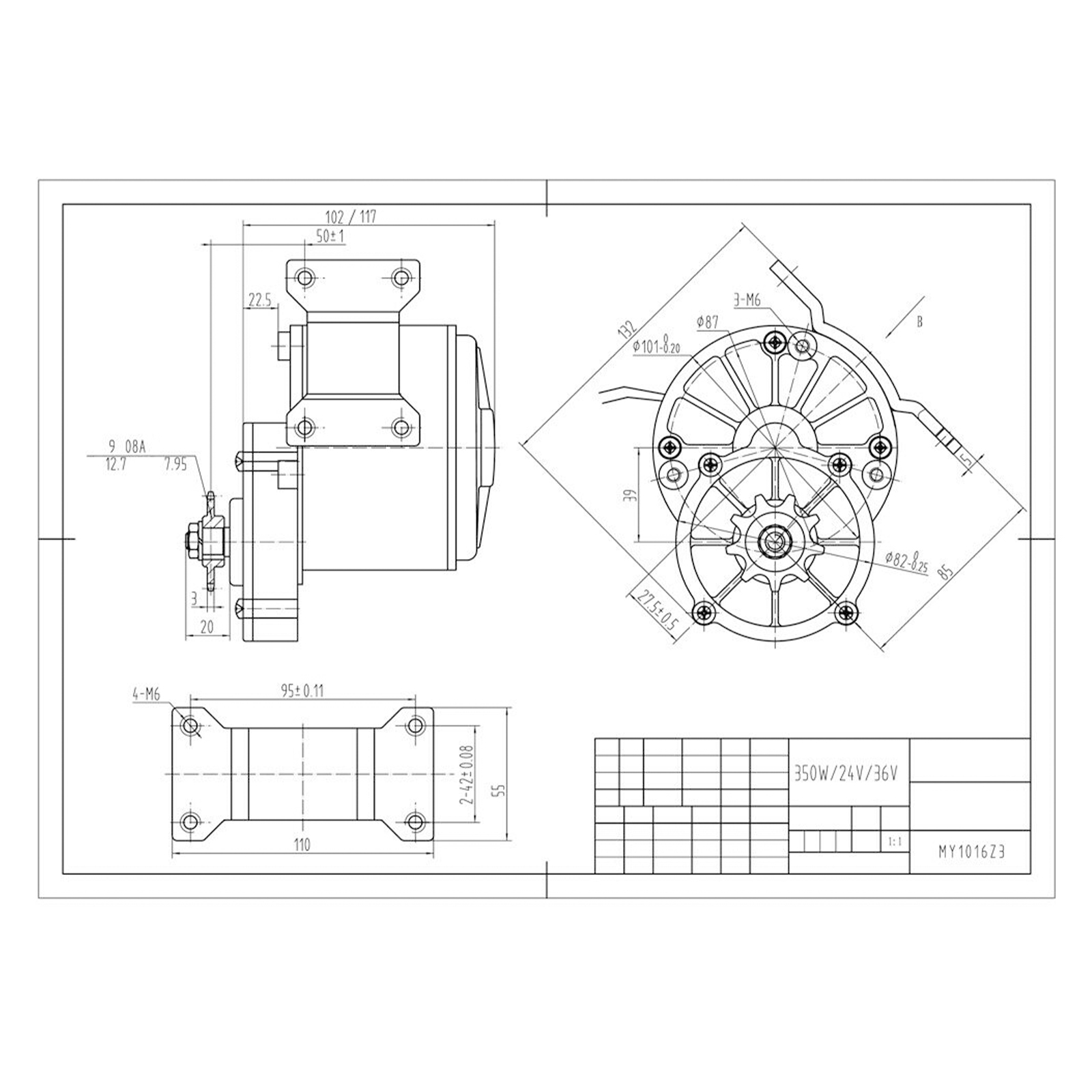 24V 250W DC Brushed Motor E‑Bi - огляд і ціна Bike Chain