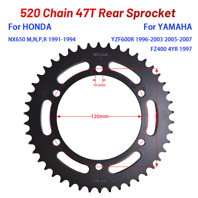 520 47T Rear Sprocket For YAMA - огляд і ціна Motorcycle Parts Chain